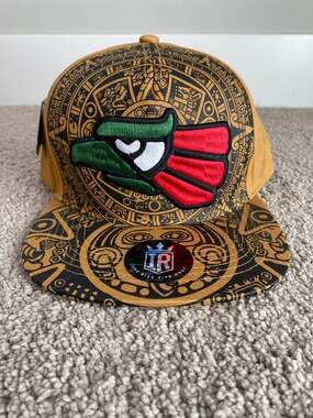 Title: Iron Revival Tan Aztec Mexico Eagle Snapback Hat